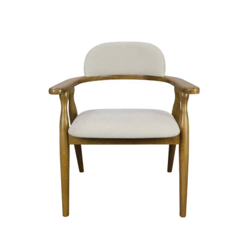 Christopher Knight Home - Mid-Cenutry Farmhouse Upholstered Wood Dining Chairs with Curved Backrest and Armrest, Set of 2