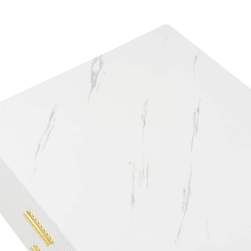 Modern Coffee Table with 2 Glass Door Storage, 4 Drawers, Gold Metal Legs, and Multi-Color Lighting in 47.2''