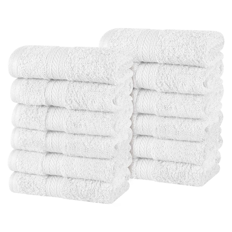 Superior Atlas Cotton Plush Heavyweight Face Towel Washcloth Set of 12