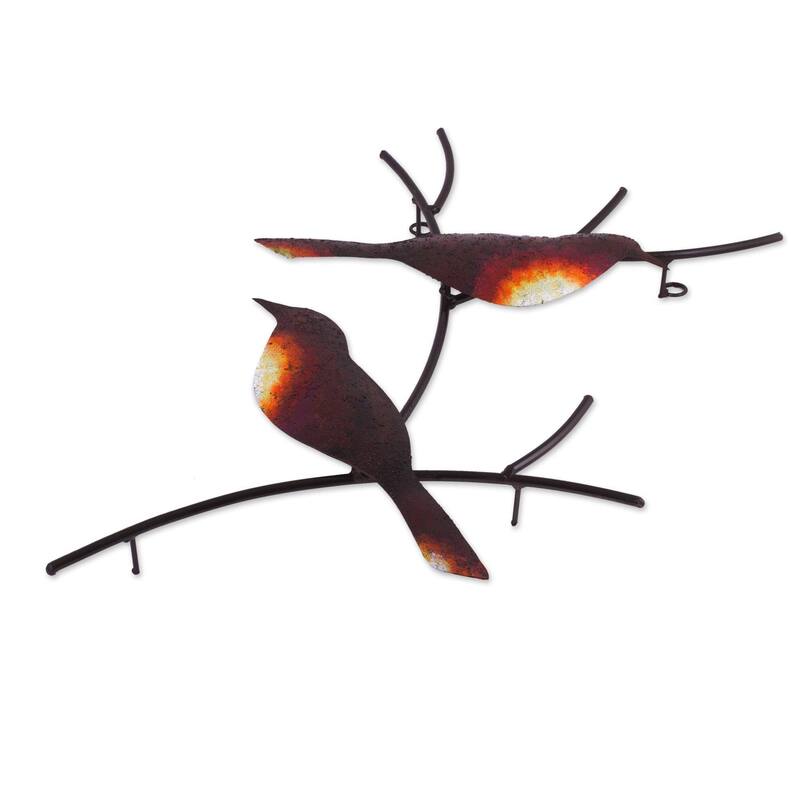 Handmade Pair Of Sparrows Steel Wall Art (Mexico)