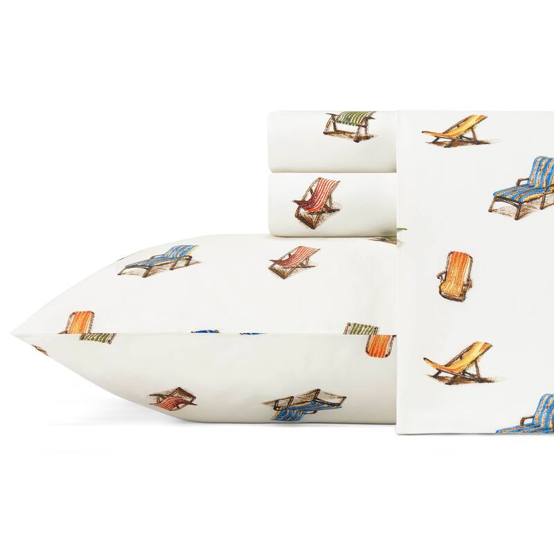 Tommy Bahama Cotton Printed Sheet Sets and Pillowcase Pairs - California King - Beach Chairs