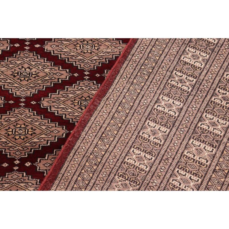 Tribal Bokhara Reyes Red/Taupe Hand Knotted Wool Rug - 10'0'' x 12'0''