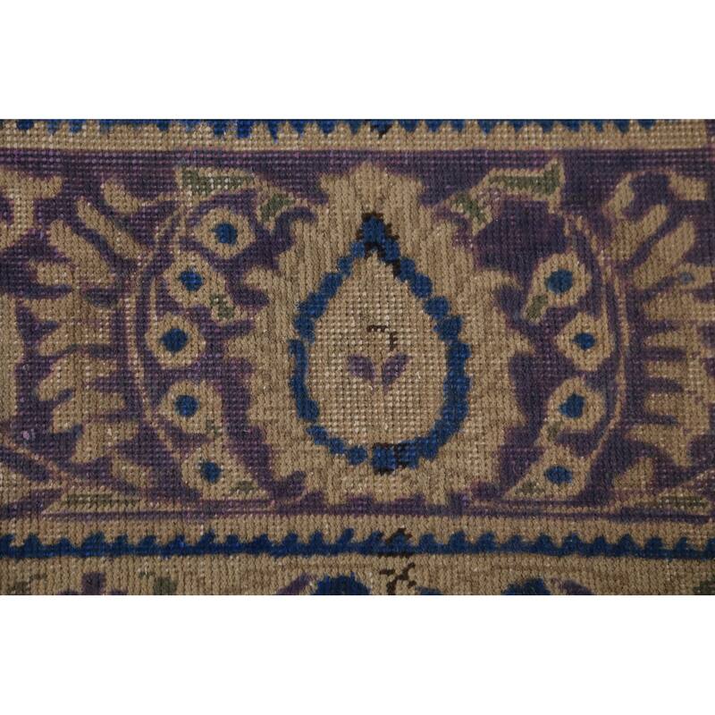 Floral Blue Medallion Tabriz Persian Area Rug Hand-Knotted Wool Carpet - 9'5"x 12'4"