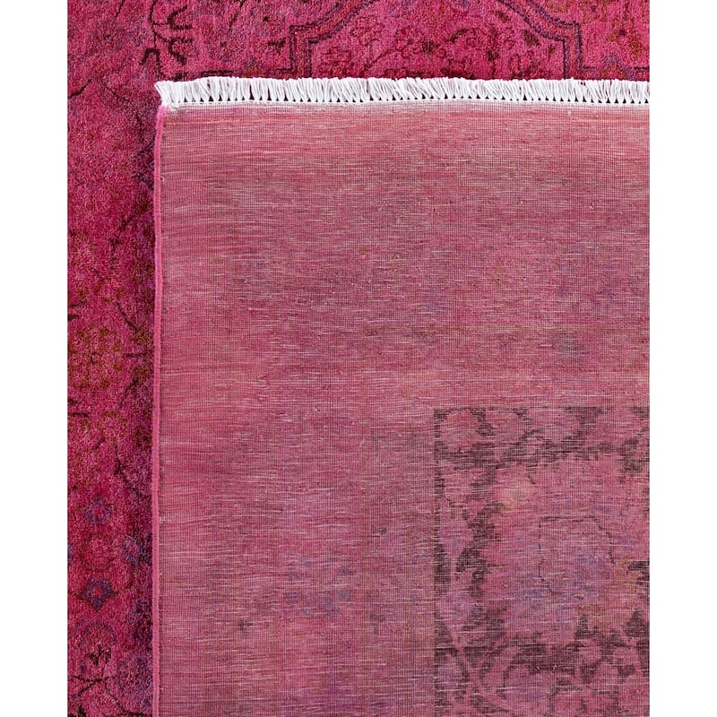 Overdyed One-of-a-Kind Hand-Knotted Square Area Rug - Pink - 12' 4" x 12' 6"