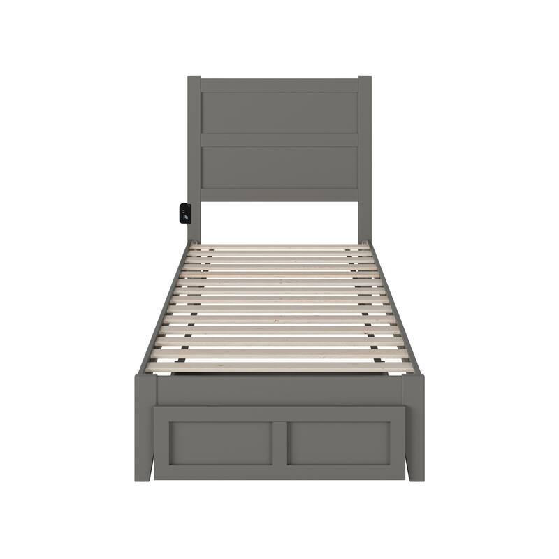 NoHo Twin XL Bed with Foot Drawer in Grey