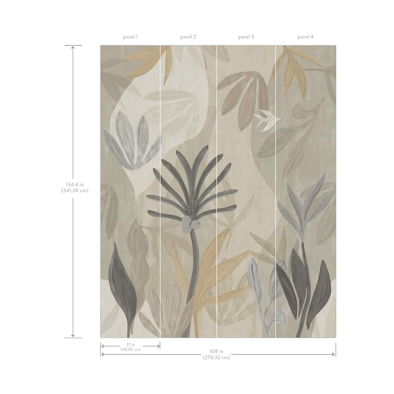 York Wallcoverings Chambord Gardens Graphite and Carbon Wall Mural