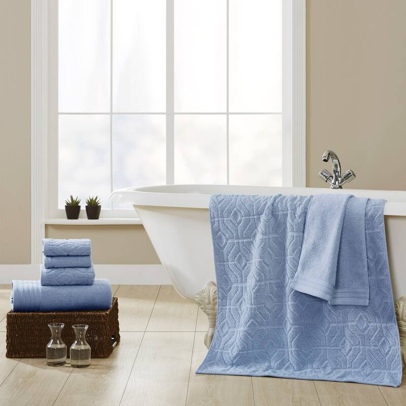 Modern Threads 6-Piece Yarn Dyed Diamond Gate Jacquard Towel Set