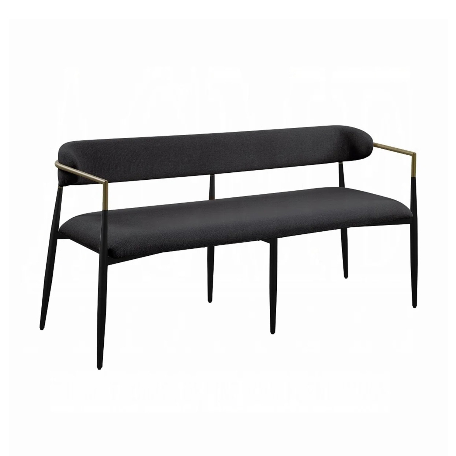 Chenille Upholstered Dining Bench with Tapered Legs in Black