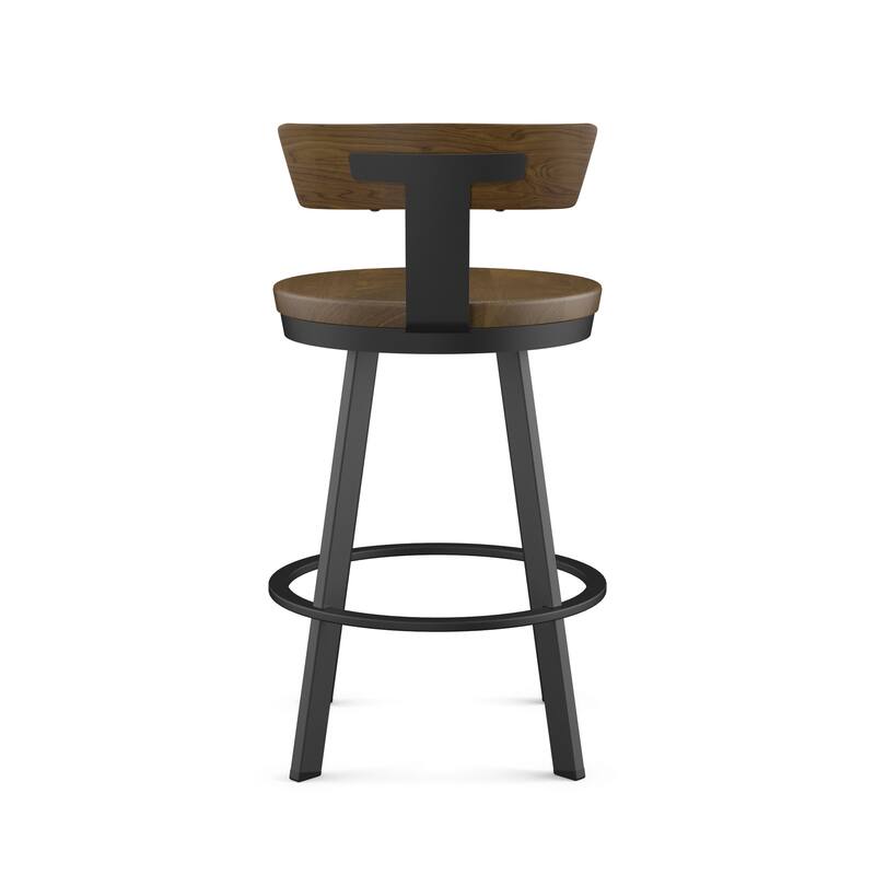 Amisco Astrid 26 in. Swivel Counter Stool with Solid Wood Seat and Backrest