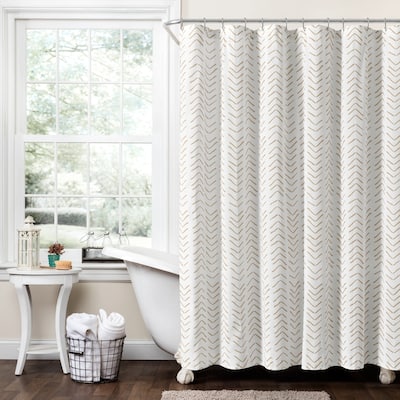 Lush Decor Hygge Modern Arrow Linen Look Shower Curtain Single
