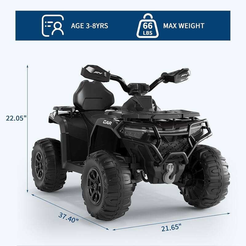 12V Electric Ride on ATV Car for Kids 3-8 Years Best Gifts