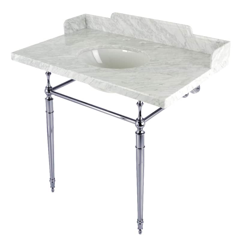 Kingston Brass LMS3622M8 Habsburg 36" Rectangular Brass, Marble - Marble White / Polished Chrome