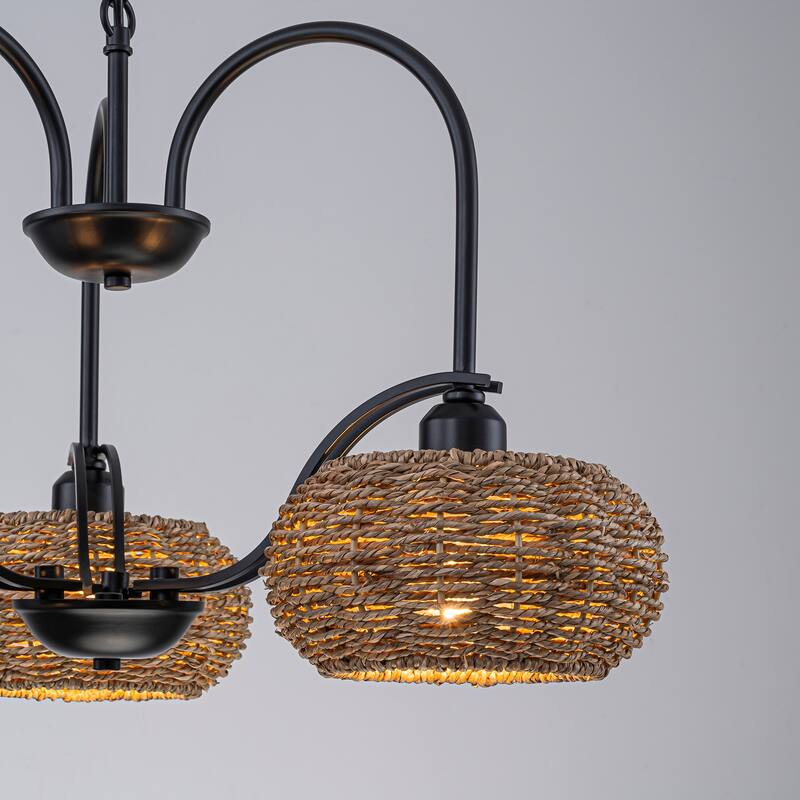 Vesper 3-light Modern Farmhouse Rustic Chandelier - 16 in. Tall/22 in. Wide