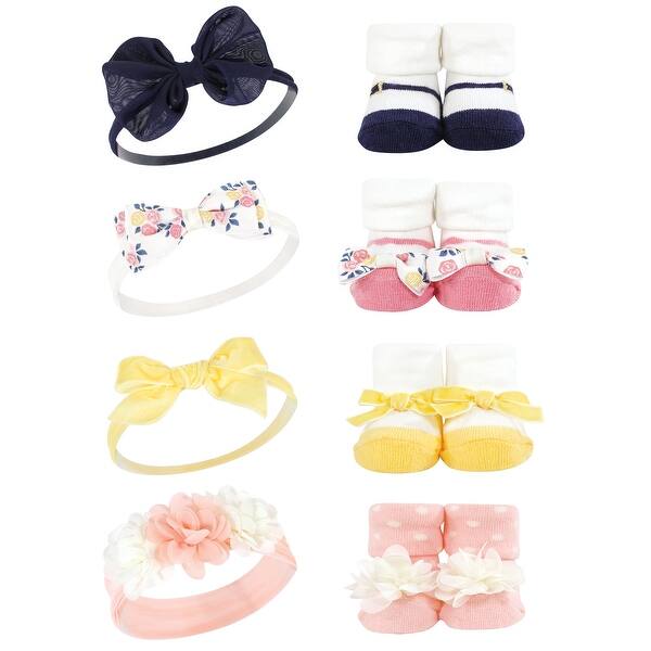 slide 1 of 1, Hudson Baby Infant Girl Headband and Socks Giftset, Pink Yellow Flower, One Size - Pink Yellow Flower Pink Yellow Flower - One Size