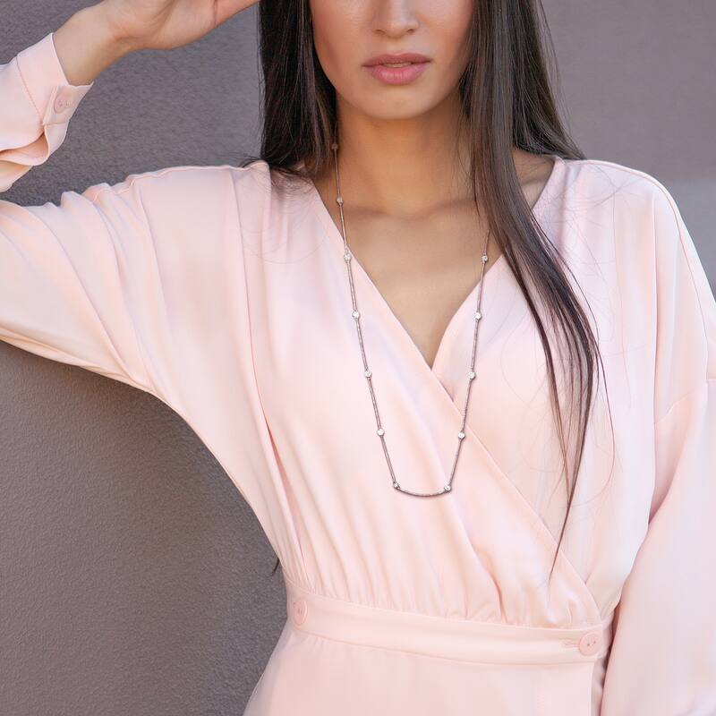 4ct TW Lab-Grown Diamond Station Necklace in 14k White Gold - 32 in