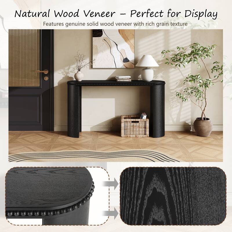 Mirod Vintage Console Table with Beaded Trim and Reversible Curved Legs