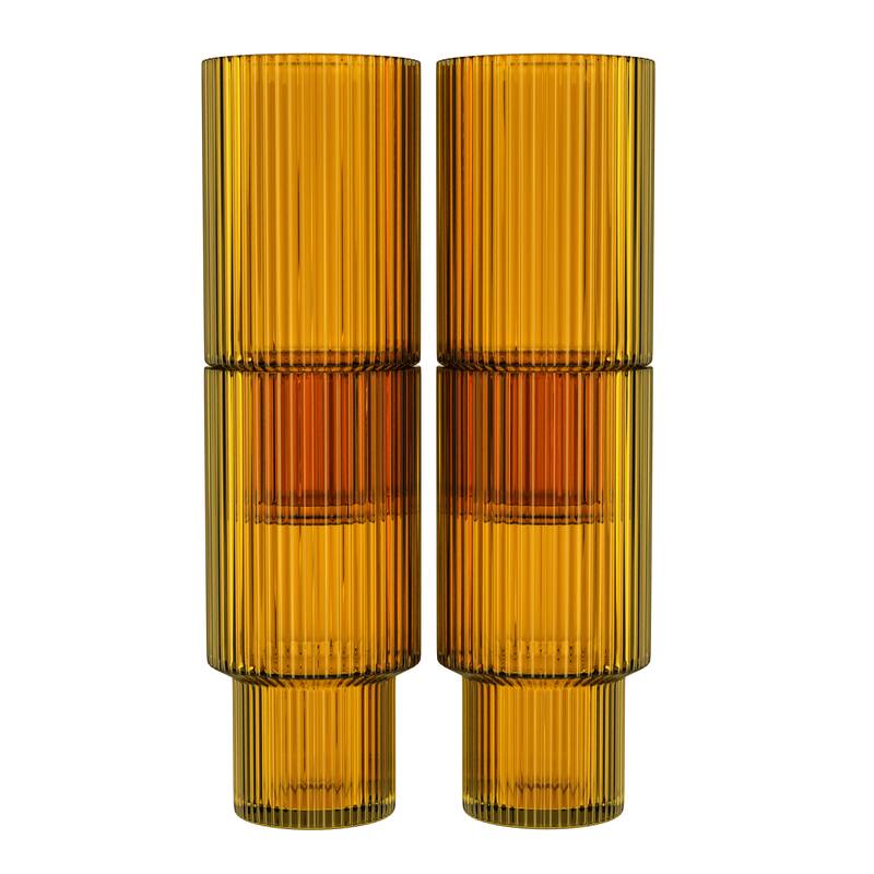 American Atelier Vintage Ribbed Fluted Glasses Set of 4