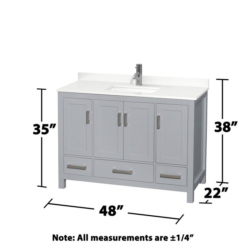 Wyndham Collection WCS141448S-QTZ-UNSMED Sheffield 48" Free Standing