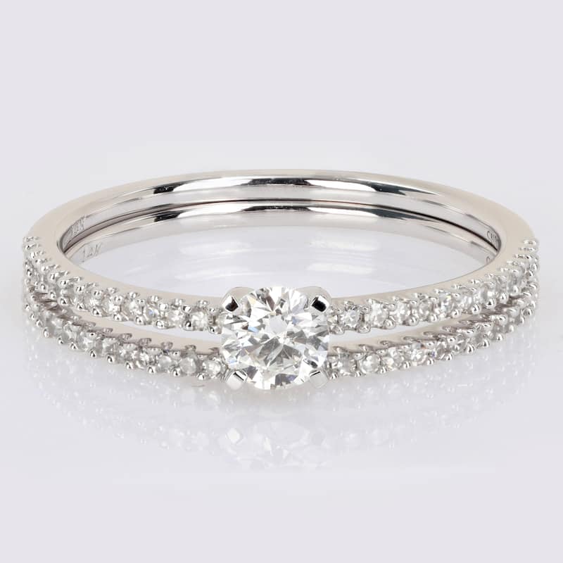 Miadora 1/2ct TDW Diamond Solitaire Bridal Ring Set in 14k White Gold