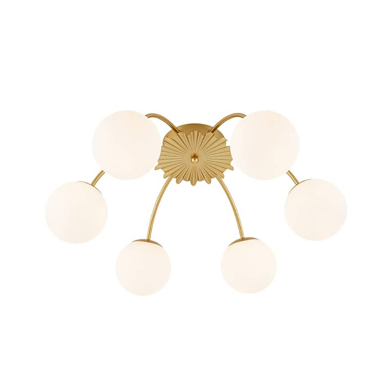 Mid-Century 12-Light Milky Glass Globe Sputnik Ceiling Light - 39in