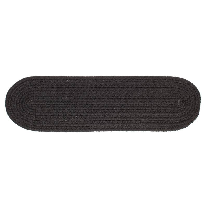 Rhody Rug Woolux Braided Wool Flatweave Oval Rug - 8" x 28" Oval - Black
