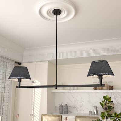 Acroma 2-light Black Linear Chandelier with Fabric Shade - 51 inches