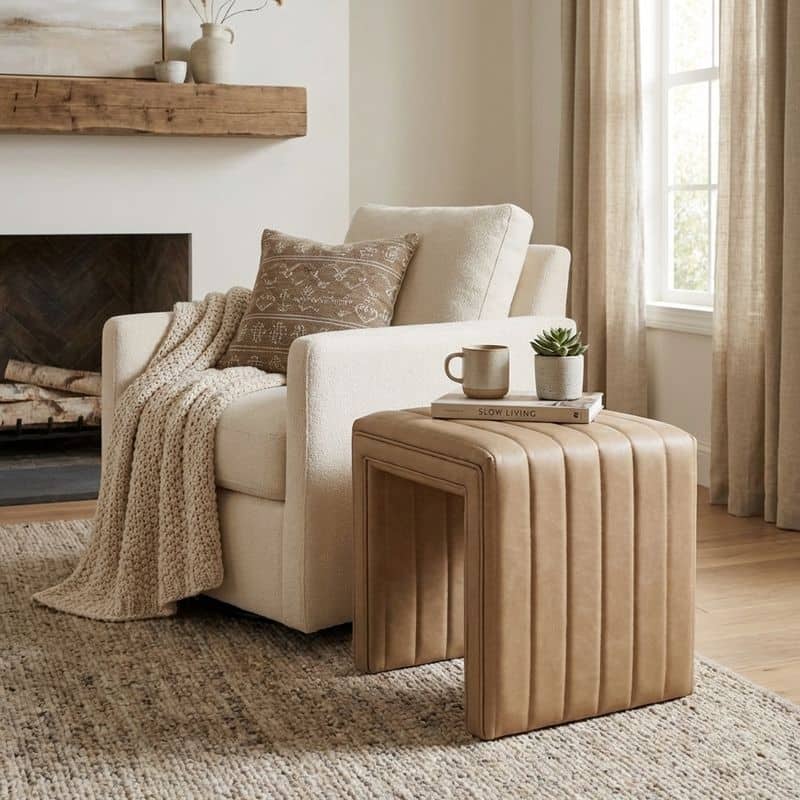 HomePop Modern Channel Ottoman