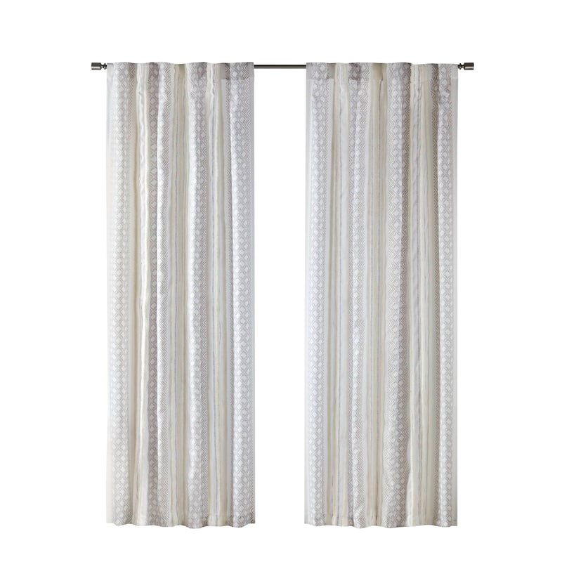 Poly Printed Curtain Panel with Tufted Stripe