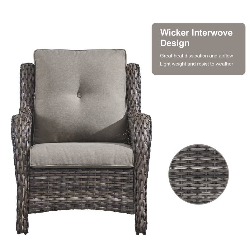 2 Patio Chair with Glider Sofa and Ottomans