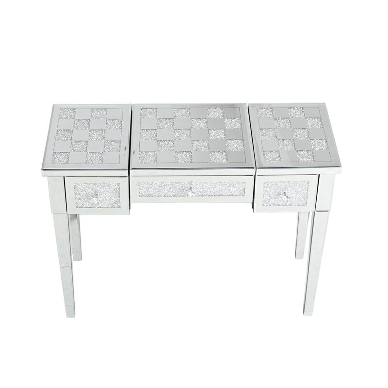 Mirrored Makeup Vanity Desk Console Table with Flip-Top Mirror