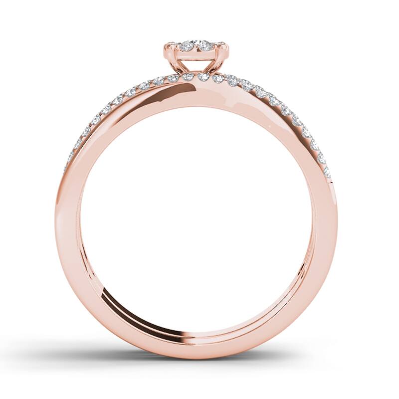 1/4ct TDW Diamond Cluster Bridal Set in 10K Gold for Women