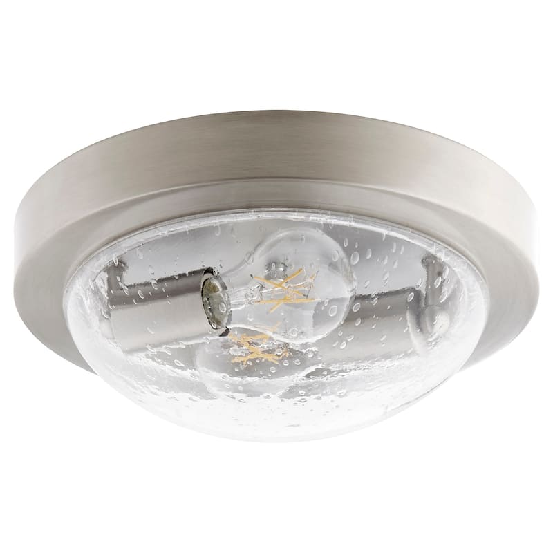 Quorum International 2 Light 11" Wide Flush Mount Bowl Ceiling Fixture - Satin Nickel