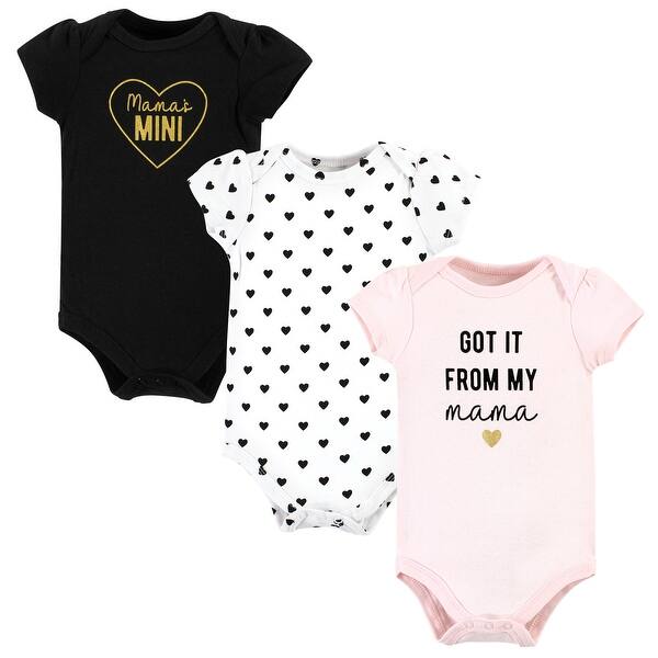 slide 1 of 1, Hudson Baby Infant Girl Cotton Bodysuits, Mama Heart 6-9 Months - Mama Heart