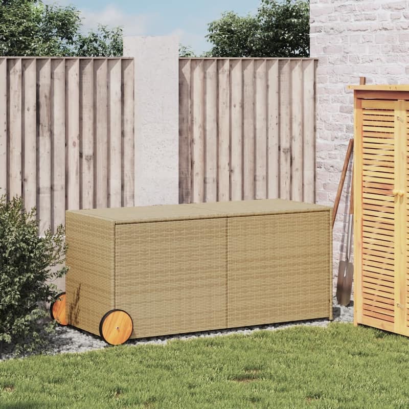 vidaXL Patio Storage Box Poly Rattan 70.9"x35.4"x27.6" Gray