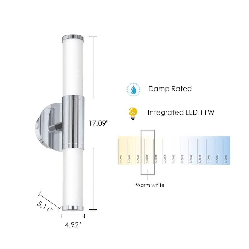 Eglo Palmera 2-light Chrome LED Wall Sconce with Opal Glass