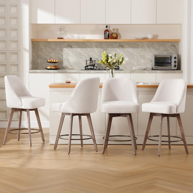 26" Counter Height Swivel Bar Stool, Upholstered Counter Stools - 39.37" (H) x 22.44" (D) x 21.65" (W)