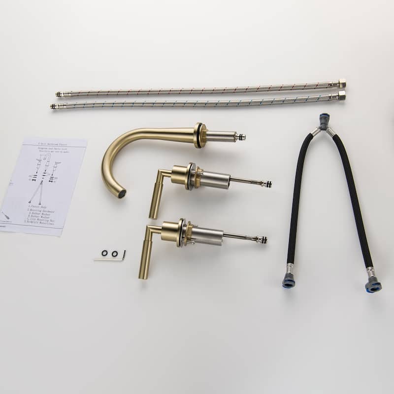 Widespread Bathroom Sink Faucets, 2-Handle Bathroom Vessel Faucet in Brushed Gold