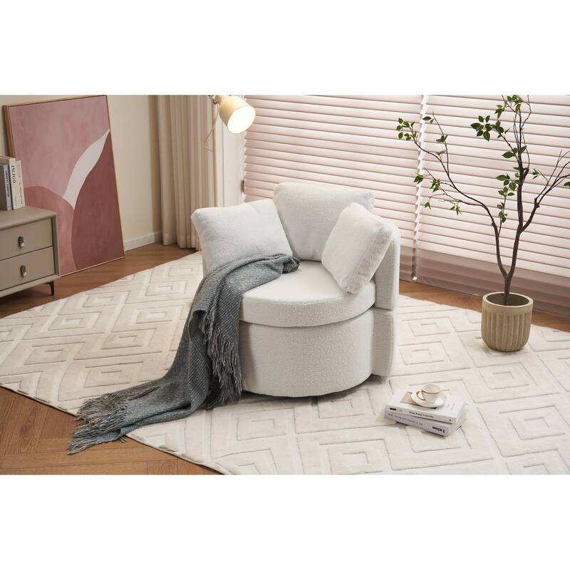 31.5" Swivel Barrel Chair with Storage