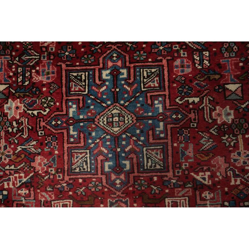 Hand Knotted Oriental 100% Wool Carpet Traditional Tribal Red Gharajeh Area Rug - 12' 7'' X 4' 11''