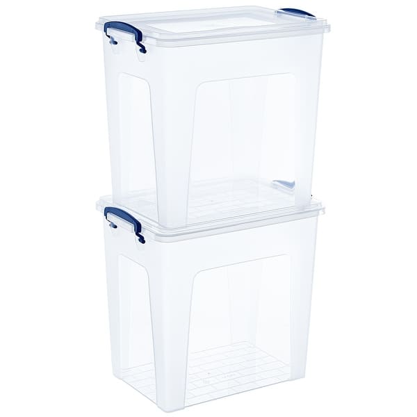 Superio Clear Deep Storage Containers with Lid, 12 Qt (2 Pack) 11"H x