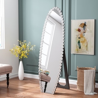 Oval Jeweled Floor Mirror Accent Crystal Full Length Mirror