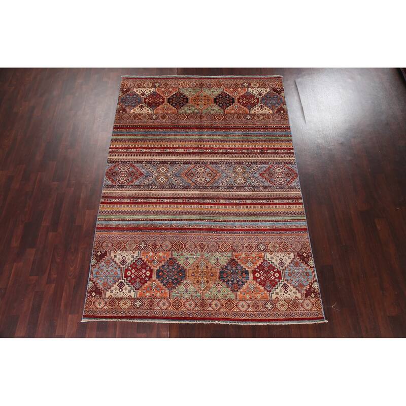 Vegetable Dye Super Kazak Oriental Wool Area Rug Hand-knotted Carpet - 6'7" x 9'8"