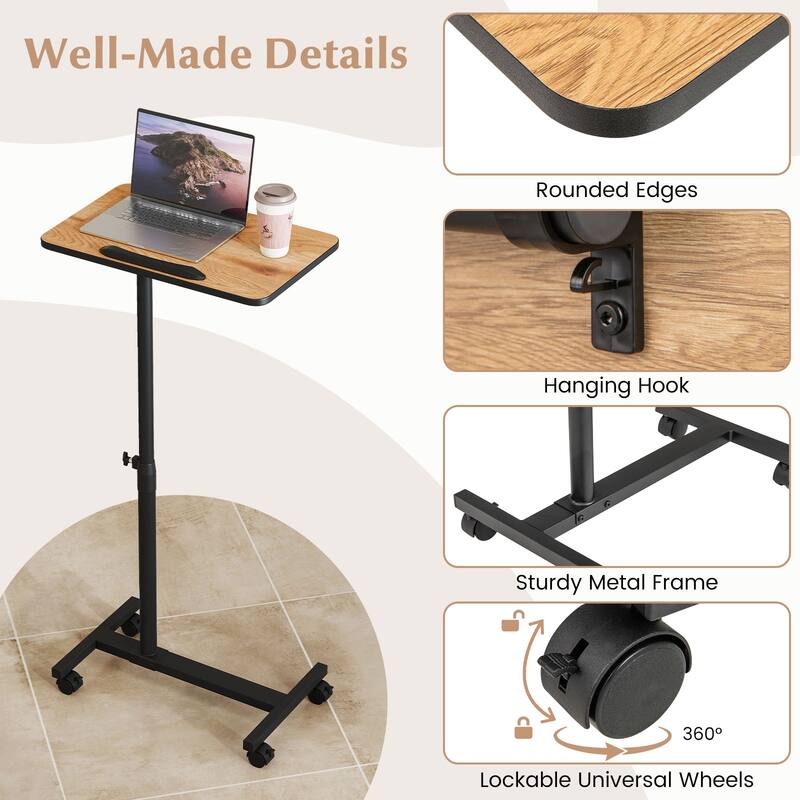 Gymax C-Shaped End Table Height Adjustable Side Table w/ Tilting Top - See Details