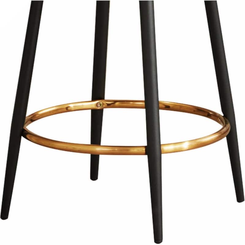 Counter Height Bar Stools Set of 2, PU Kitchen Stools Upholstered Dining Chair Stools 24 Inches Height with Golden Footrest