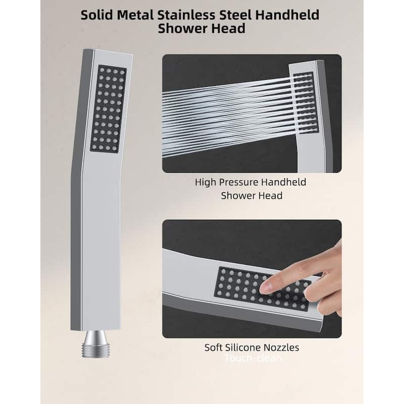 Metal 10'' Round Rainfall Shower Head, High Pressure Handheld Shower