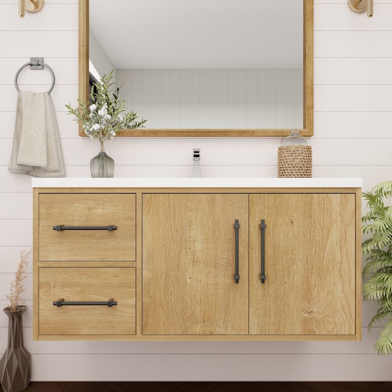 Victoria 42'' L Wall-mounted Vanity with Reinforced Acrylic Sink - 41.5 - Oak Finish - Oak