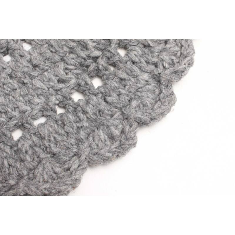 ECARPETGALLERY Braid weave Sienna Grey Wool Rug - 3'4 x 3'4