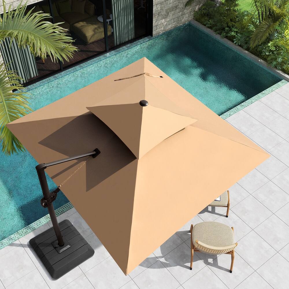Pellebant 10 ft Square Patio Cantilever-Offset Umbrella with Base