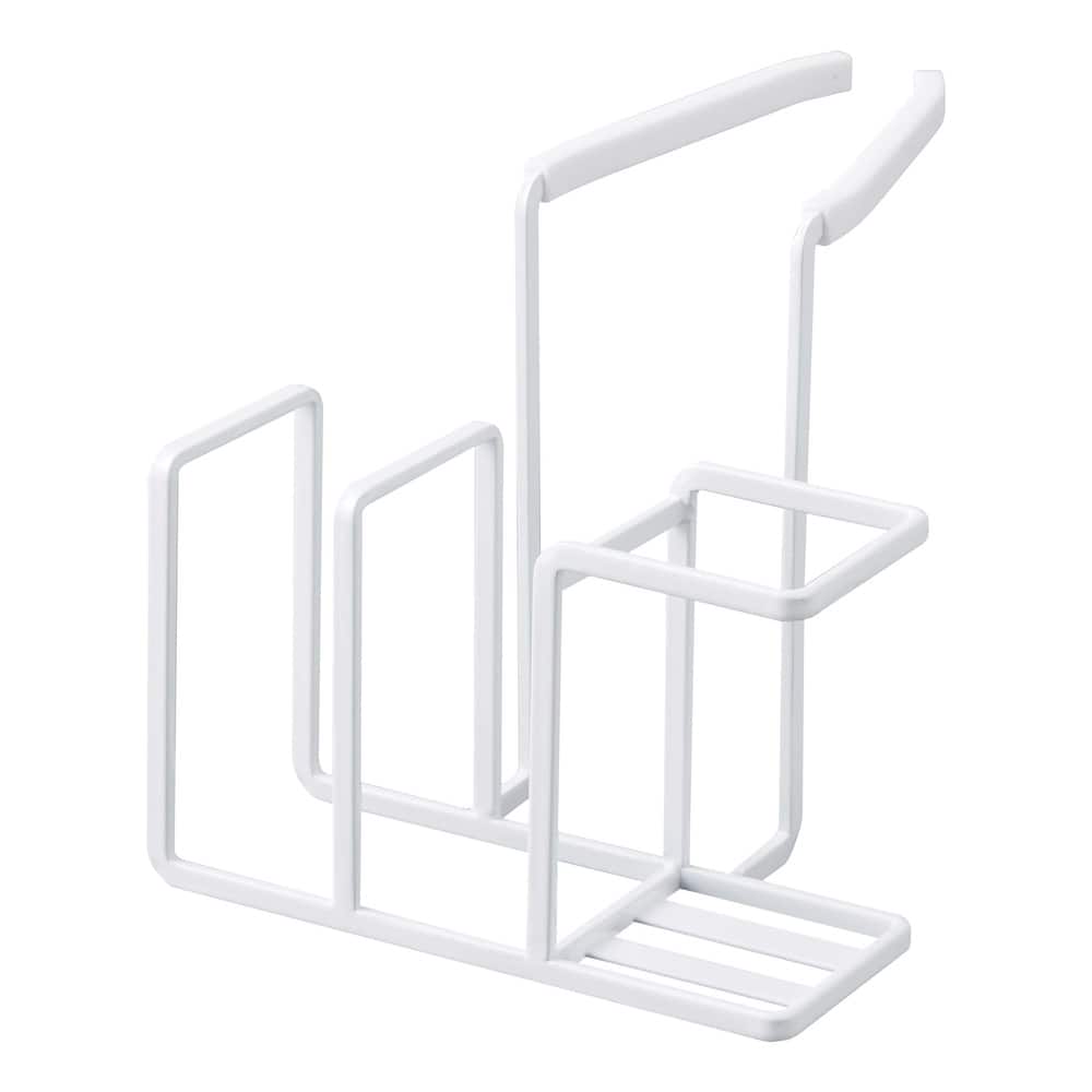 Yamazaki Home Faucet-Hanging Sponge and Brush Holder, Steel, Holds 1.1 lbs - L 6.89 x W 5.51 x H 5.12 inches