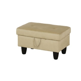 Beige Velvet Rectangle Storage Ottoman
